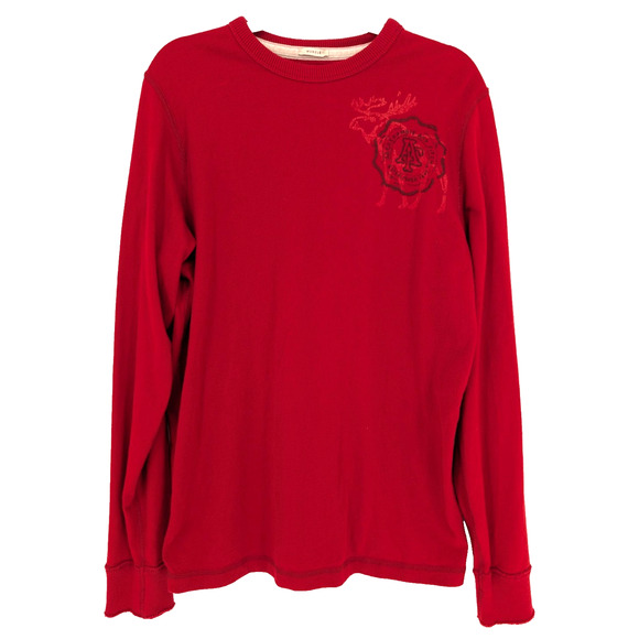 VTG Y2K Mens Red Abercrombie & Fitch Moose Logo Long Sleeve Muscle Fit Tee MED - Picture 1 of 9